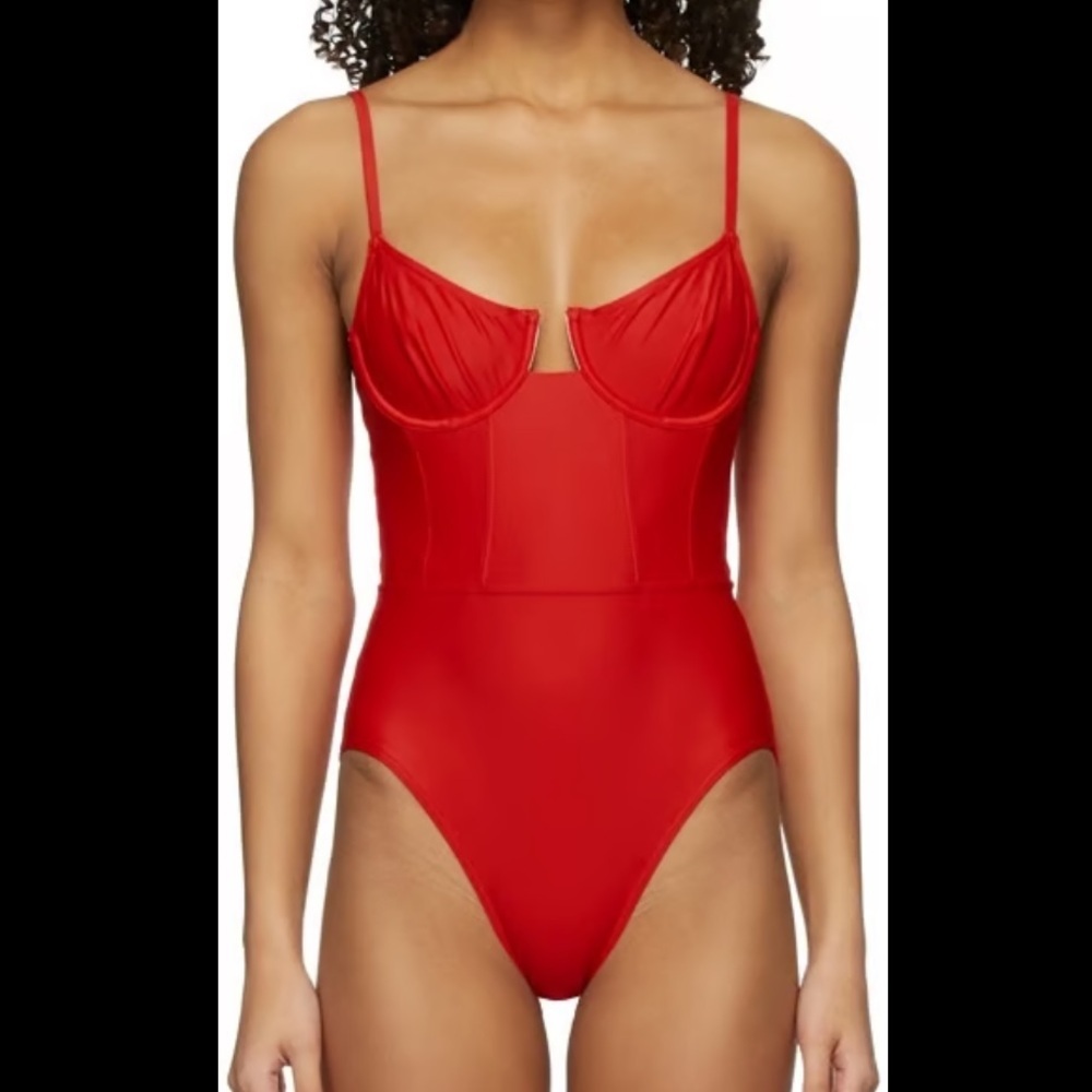 SOLID & STRIPED The Veronica Underwire One Piece Swimsuit In Ruby Red Size Small